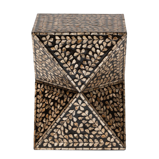 Baxton Studio - Feronia End Table in Black/Floral Bronze - F232-FT46-Accent Table view 2