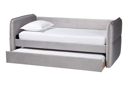 Baxton Studio - Finch Full Size Bed with Trundle - CF9382-A-Light Grey-Daybed-F/T view 2