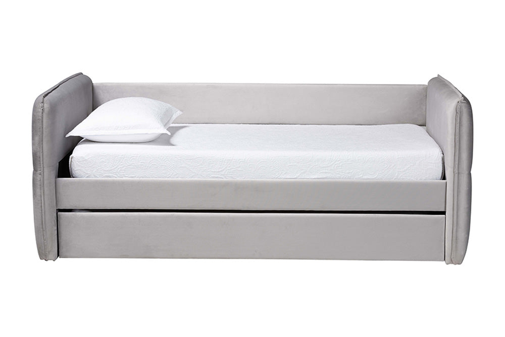 Baxton Studio - Finch Full Size Bed with Trundle - CF9382-A-Light Grey-Daybed-F/T view 3
