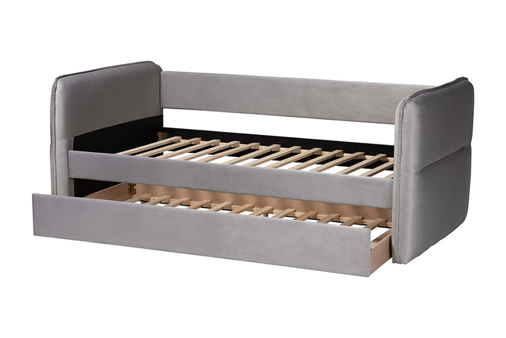Baxton Studio - Finch Full Size Bed with Trundle - CF9382-A-Light Grey-Daybed-F/T view 6