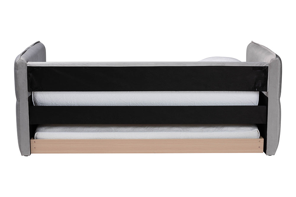 Baxton Studio - Finch Full Size Bed with Trundle - CF9382-A-Light Grey-Daybed-F/T view 8