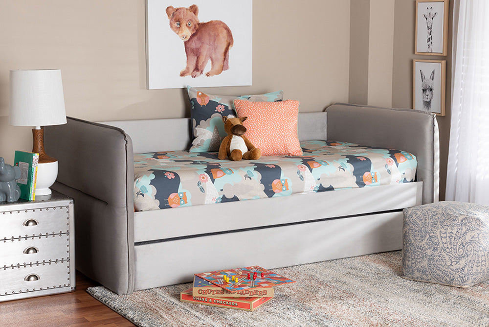 Baxton Studio - Finch Twin Size Bed - CF9382-A-Light Grey-Daybed-T/T view 5