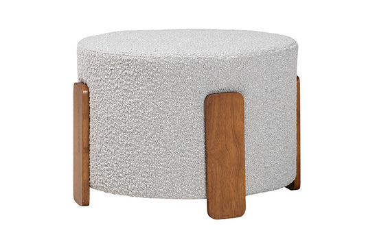 Baxton Studio - Finlay Footstool - BBT5487-Walnut/Maya Sky Grey-Stool view 1
