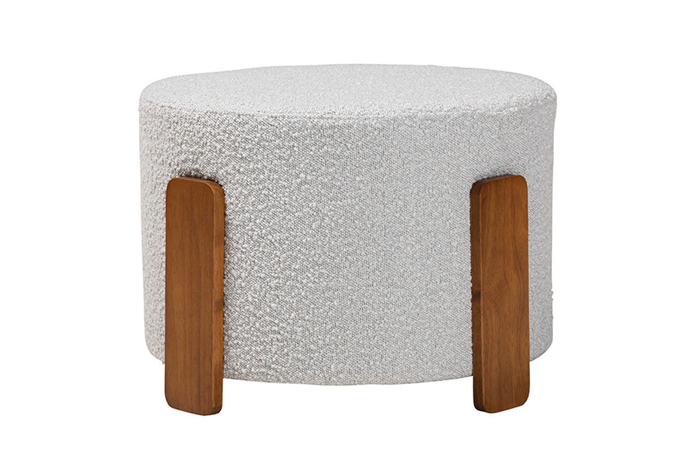 Baxton Studio - Finlay Footstool - BBT5487-Walnut/Maya Sky Grey-Stool view 2