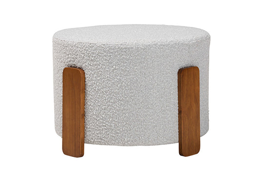 Baxton Studio - Finlay Footstool - BBT5487-Walnut/Maya Sky Grey-Stool view 2