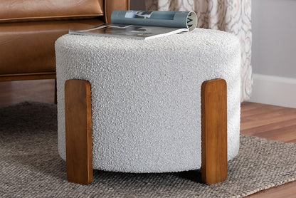 Baxton Studio - Finlay Footstool - BBT5487-Walnut/Maya Sky Grey-Stool view 5
