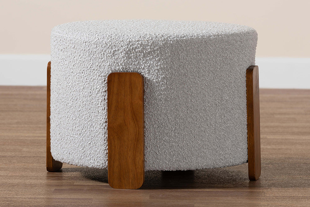 Baxton Studio - Finlay Footstool - BBT5487-Walnut/Maya Sky Grey-Stool view 6
