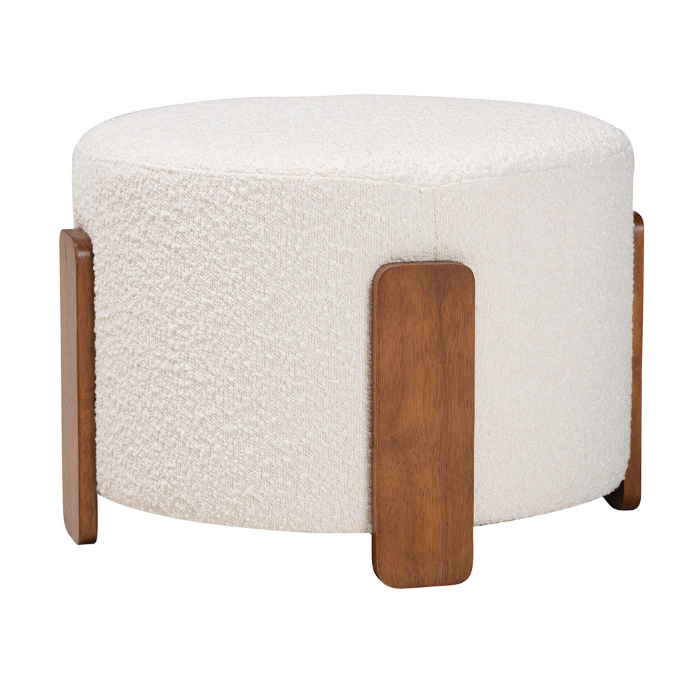 Baxton Studio - Finlay Footstool in Cream/Walnut Brown - BBT5487-Walnut/Maya Cream-Stool view 1