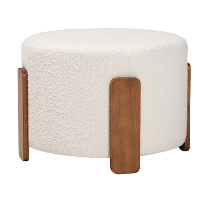 Baxton Studio - Finlay Footstool in Cream/Walnut Brown - BBT5487-Walnut/Maya Cream-Stool view 1