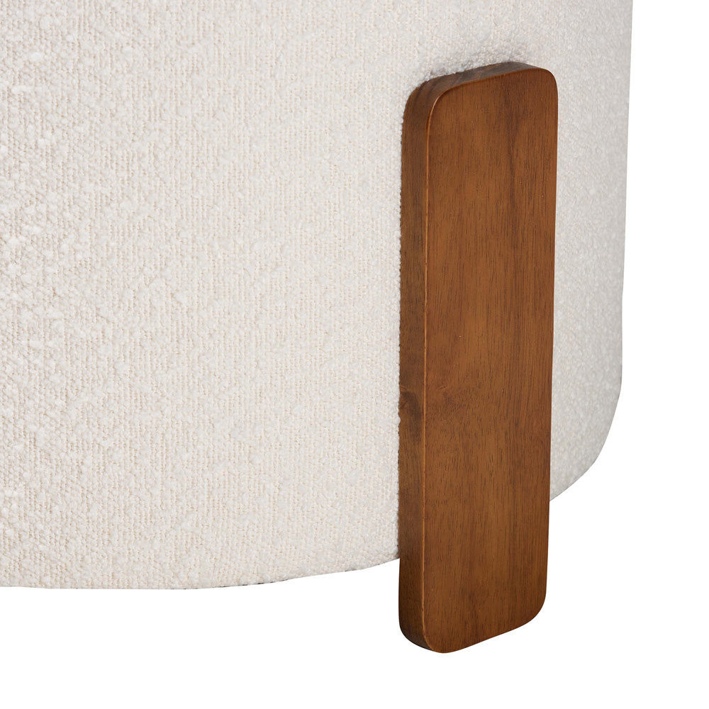 Baxton Studio - Finlay Footstool in Cream/Walnut Brown - BBT5487-Walnut/Maya Cream-Stool view 3