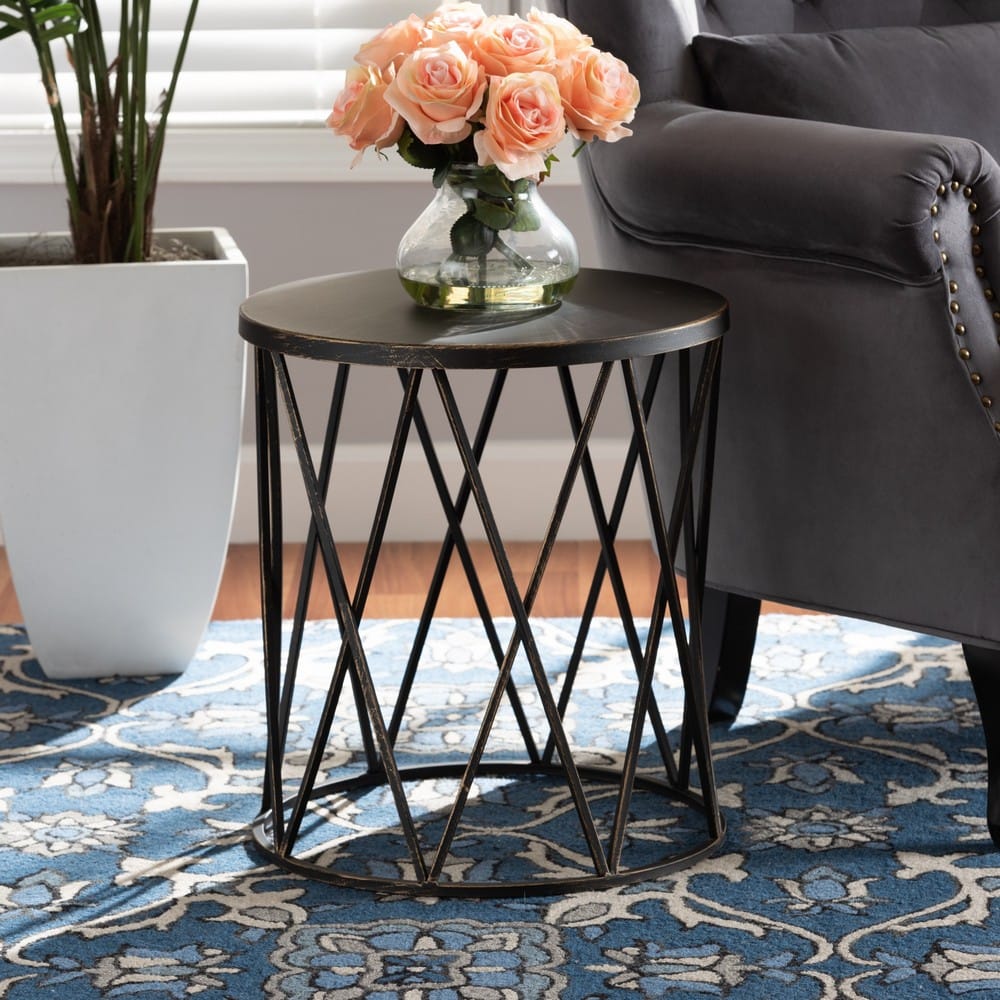 Baxton Studio - Finnick End Table in Black - H01-102535 Metal Side Table view 5