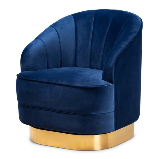 Baxton Studio - Fiore Chair in Royal Blue/Gold - TSF-6642-Royal Blue/Gold-CC view 1