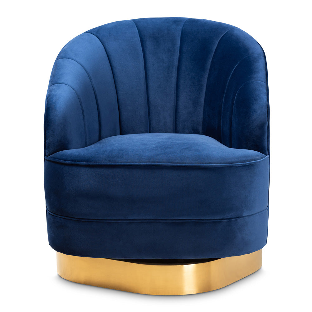 Baxton Studio - Fiore Chair in Royal Blue/Gold - TSF-6642-Royal Blue/Gold-CC view 2