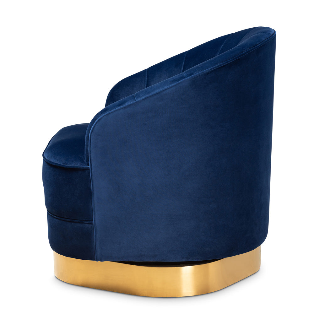 Baxton Studio - Fiore Chair in Royal Blue/Gold - TSF-6642-Royal Blue/Gold-CC view 3