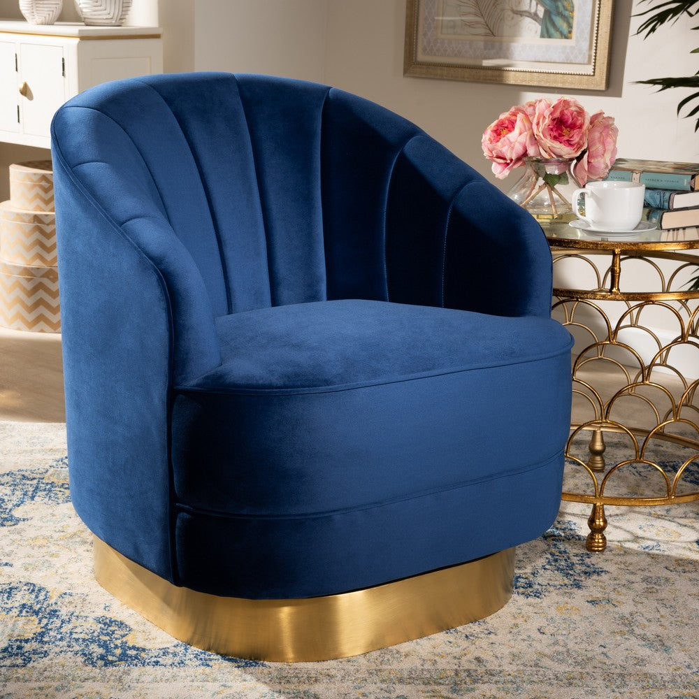 Baxton Studio - Fiore Chair in Royal Blue/Gold - TSF-6642-Royal Blue/Gold-CC view 7