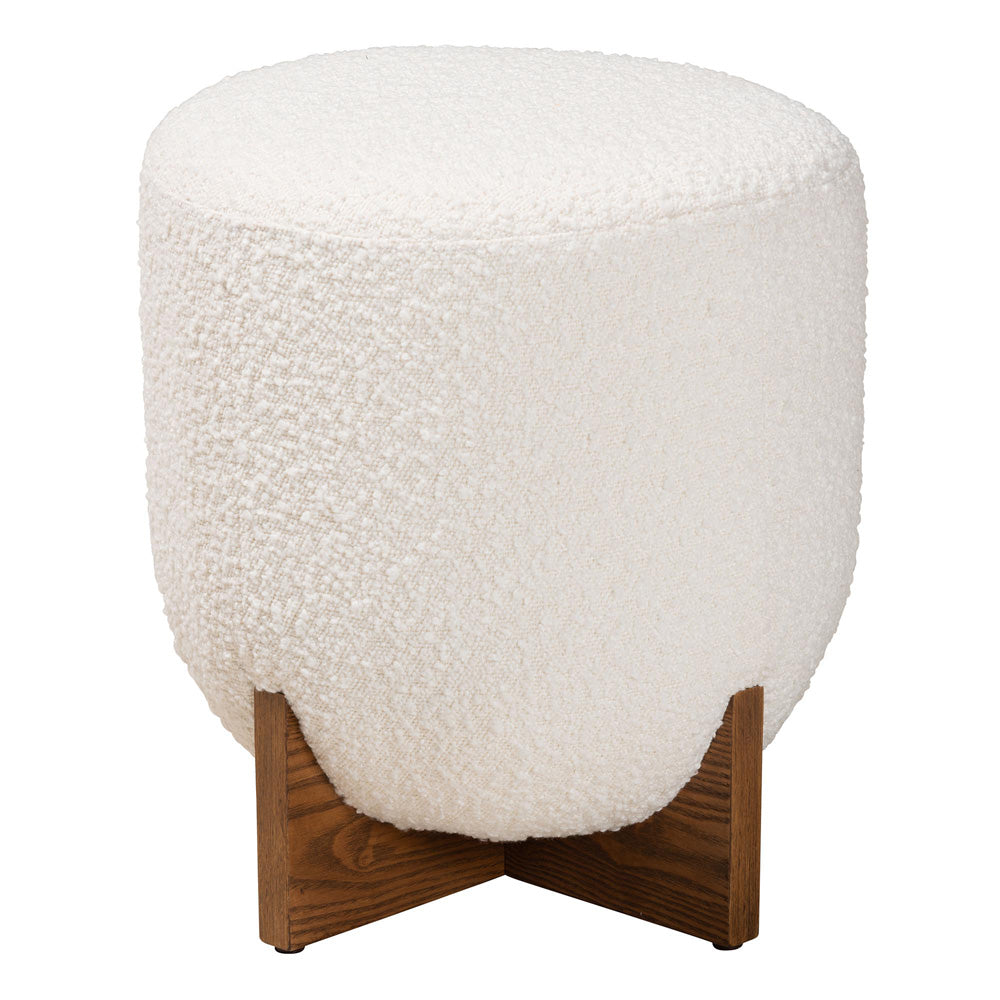 Baxton Studio - Fisk Footstool in Cream/Walnut Brown - BBT5475-Maya-Cream/Walnut-Foot Stool view 2