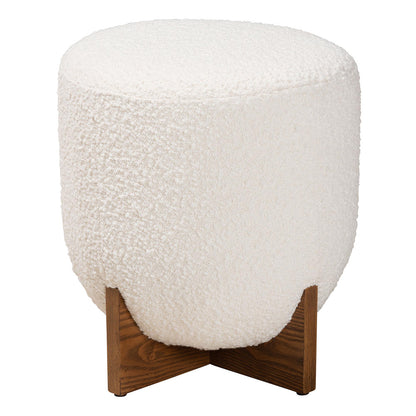Baxton Studio - Fisk Footstool in Cream/Walnut Brown - BBT5475-Maya-Cream/Walnut-Foot Stool view 2