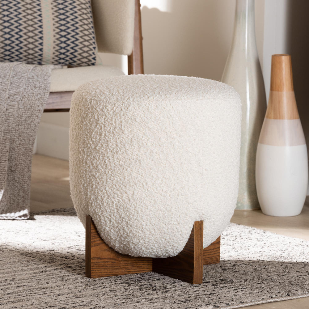 Baxton Studio - Fisk Footstool in Cream/Walnut Brown - BBT5475-Maya-Cream/Walnut-Foot Stool view 6