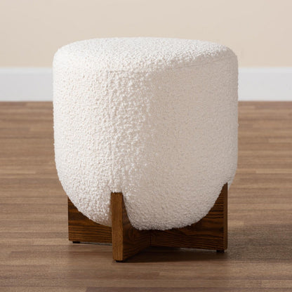 Baxton Studio - Fisk Footstool in Cream/Walnut Brown - BBT5475-Maya-Cream/Walnut-Foot Stool view 7