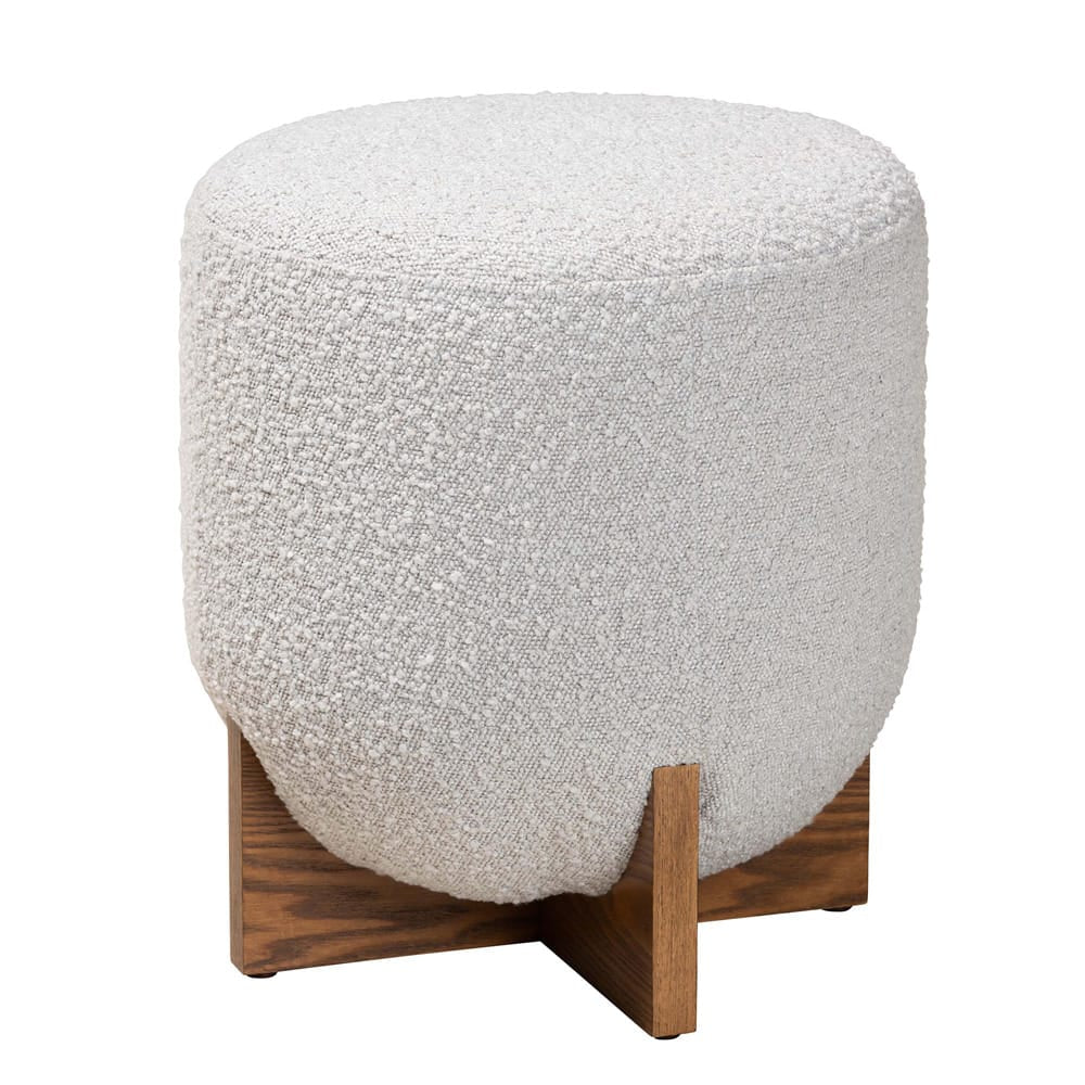 Baxton Studio - Fisk Footstool in Light Grey/Walnut Brown - BBT5475-Maya-Sky Grey/Walnut-Foot Stool view 1