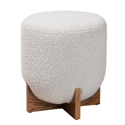 Baxton Studio - Fisk Footstool in Light Grey/Walnut Brown - BBT5475-Maya-Sky Grey/Walnut-Foot Stool view 1