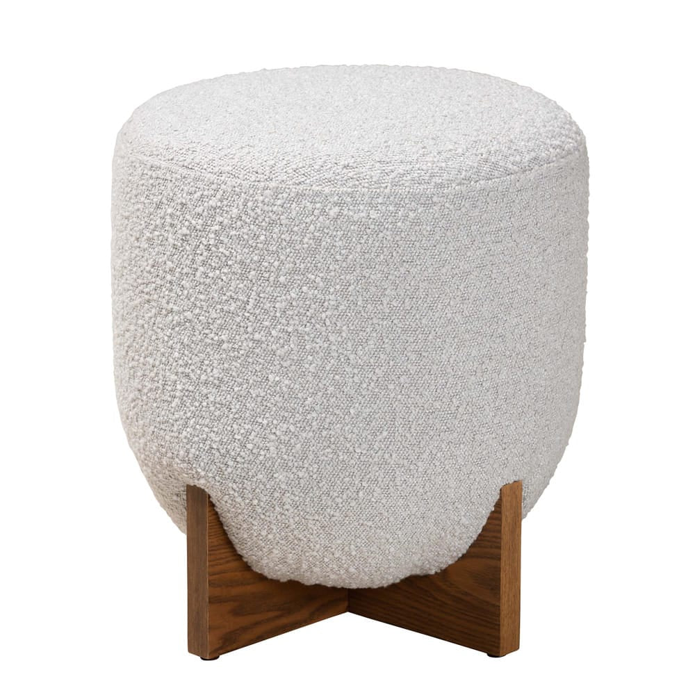 Baxton Studio - Fisk Footstool in Light Grey/Walnut Brown - BBT5475-Maya-Sky Grey/Walnut-Foot Stool view 2