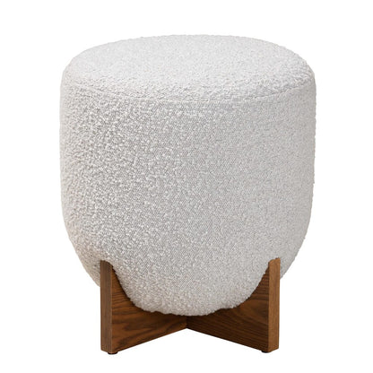 Baxton Studio - Fisk Footstool in Light Grey/Walnut Brown - BBT5475-Maya-Sky Grey/Walnut-Foot Stool view 2
