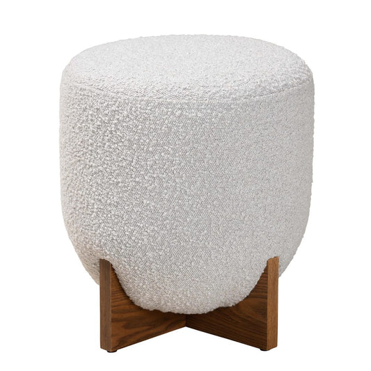 Baxton Studio - Fisk Footstool in Light Grey/Walnut Brown - BBT5475-Maya-Sky Grey/Walnut-Foot Stool view 2