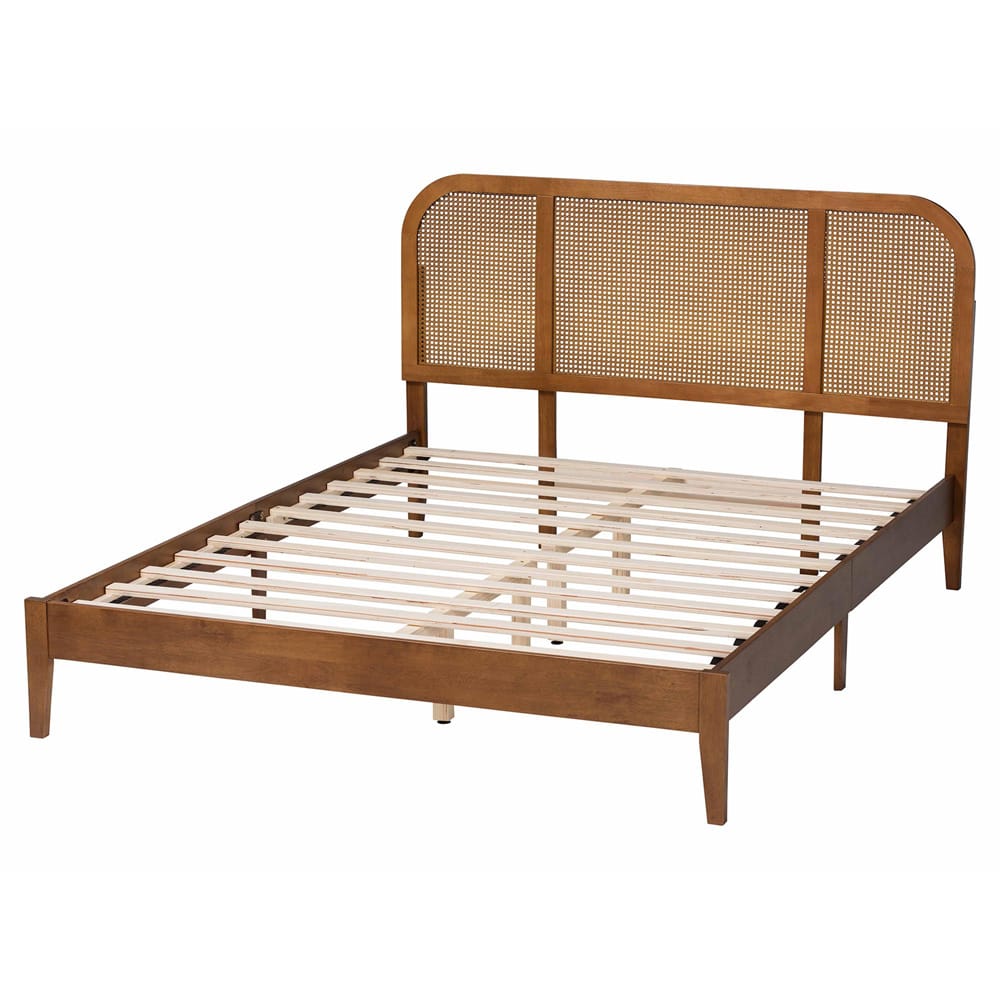 Baxton Studio - Fleur Queen Size Bed in Walnut Brown - BBT61173-Walnut Wood-Queen-Bed view 3
