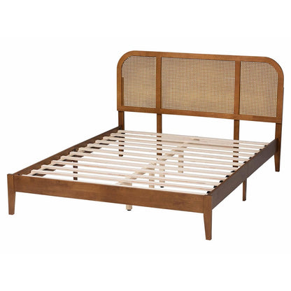 Baxton Studio - Fleur Queen Size Bed in Walnut Brown - BBT61173-Walnut Wood-Queen-Bed view 3