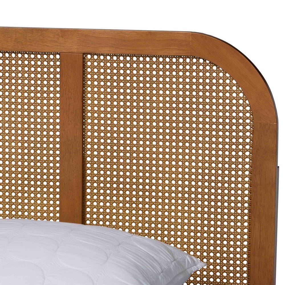 Baxton Studio - Fleur Queen Size Bed in Walnut Brown - BBT61173-Walnut Wood-Queen-Bed view 4