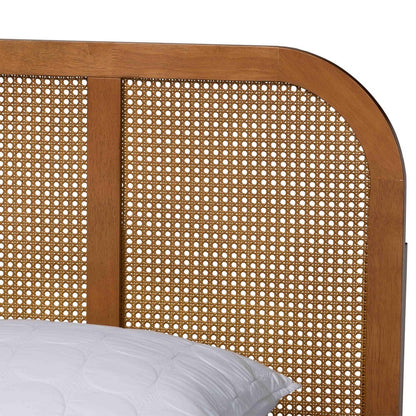 Baxton Studio - Fleur Queen Size Bed in Walnut Brown - BBT61173-Walnut Wood-Queen-Bed view 4