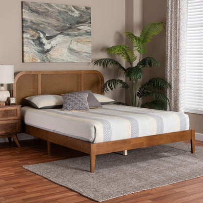 Baxton Studio - Fleur Queen Size Bed in Walnut Brown - BBT61173-Walnut Wood-Queen-Bed view 7