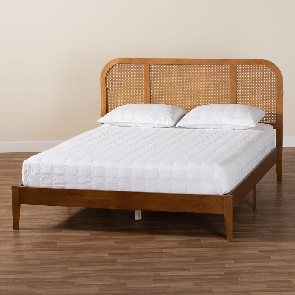 Baxton Studio - Fleur Queen Size Bed in Walnut Brown - BBT61173-Walnut Wood-Queen-Bed view 8