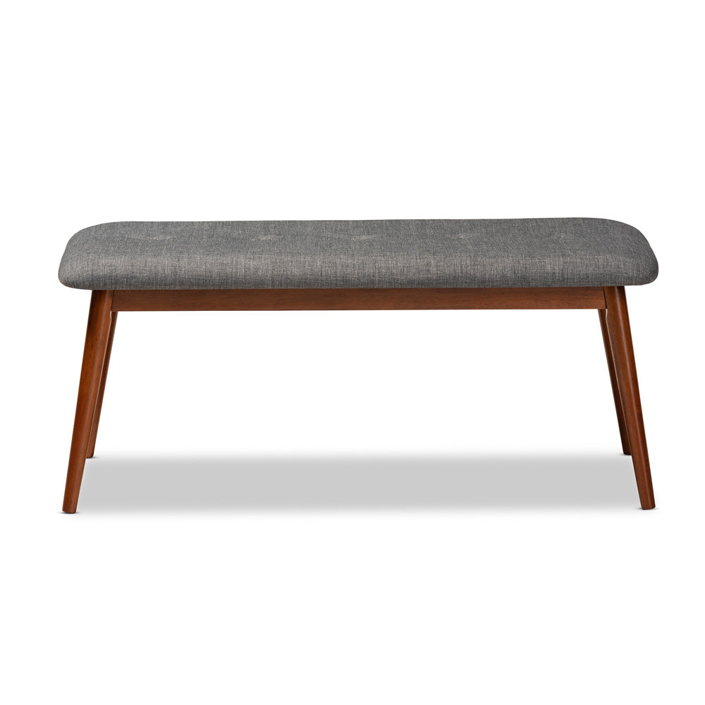 Baxton Studio - Flora Dining Bench in Gray - Flora2-Grey/Medium Oak-Bench view 1