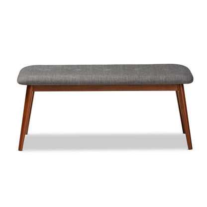 Baxton Studio - Flora Dining Bench in Gray - Flora2-Grey/Medium Oak-Bench view 1