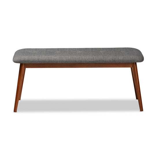Baxton Studio - Flora Dining Bench in Gray - Flora2-Grey/Medium Oak-Bench view 1