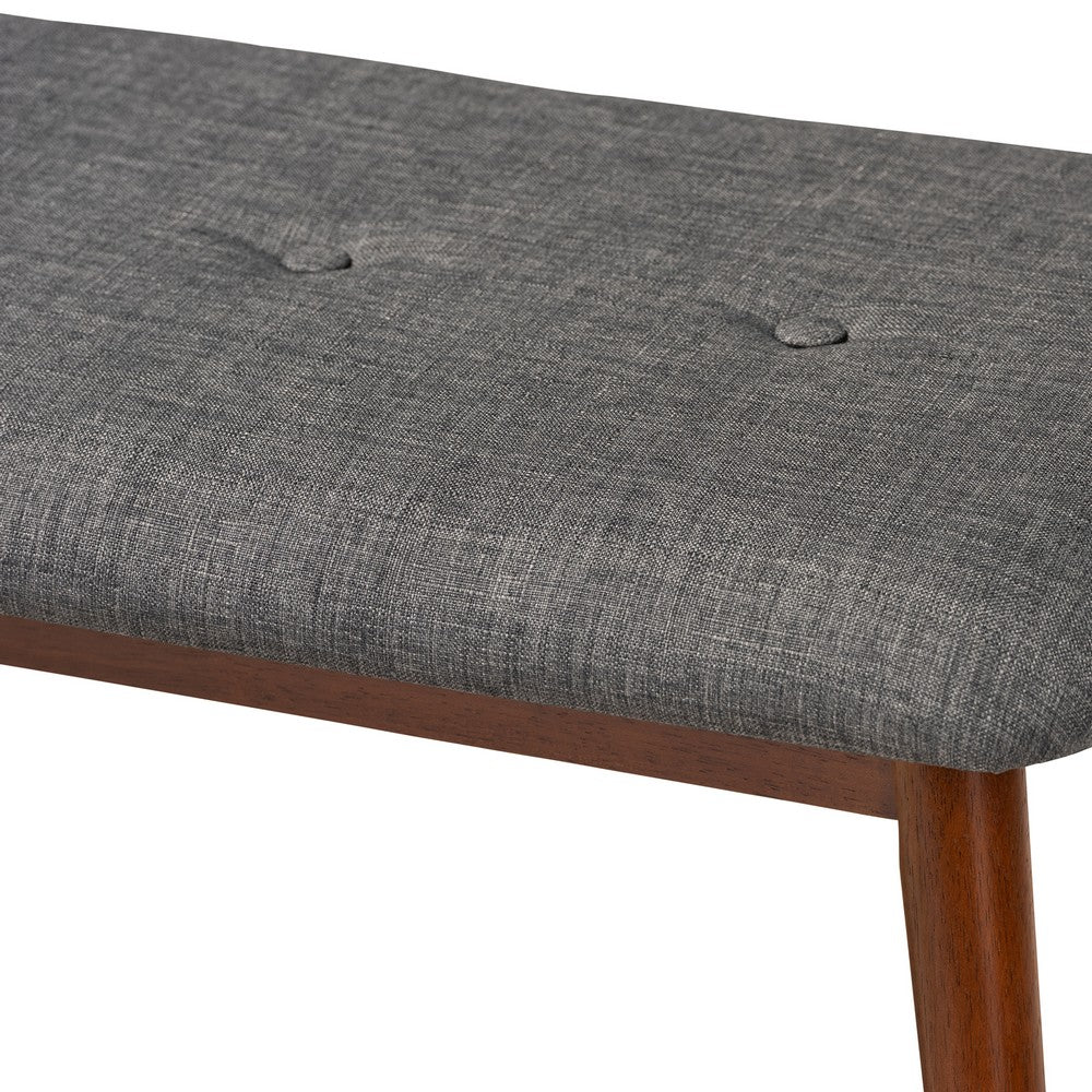 Baxton Studio - Flora Dining Bench in Gray - Flora2-Grey/Medium Oak-Bench view 3
