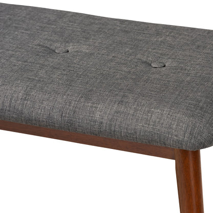 Baxton Studio - Flora Dining Bench in Gray - Flora2-Grey/Medium Oak-Bench view 3
