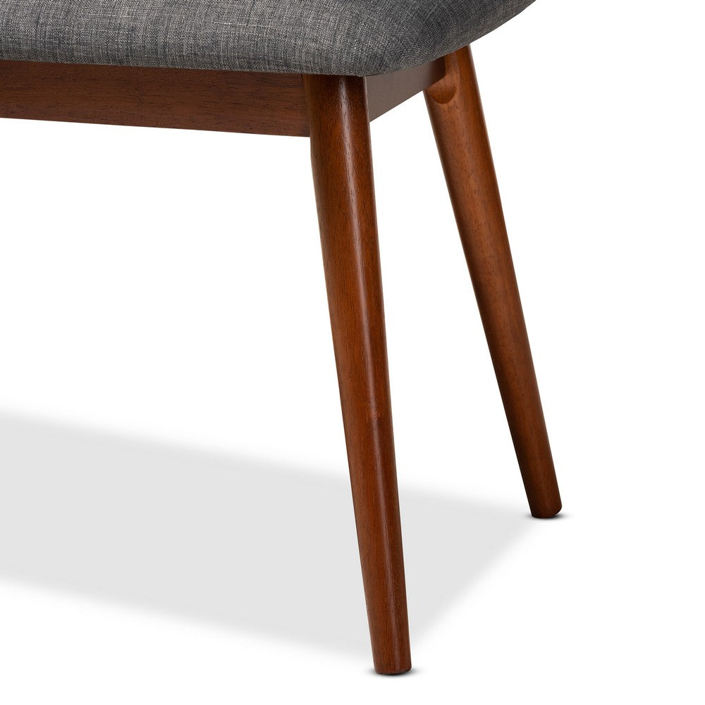 Baxton Studio - Flora Dining Bench in Gray - Flora2-Grey/Medium Oak-Bench view 4