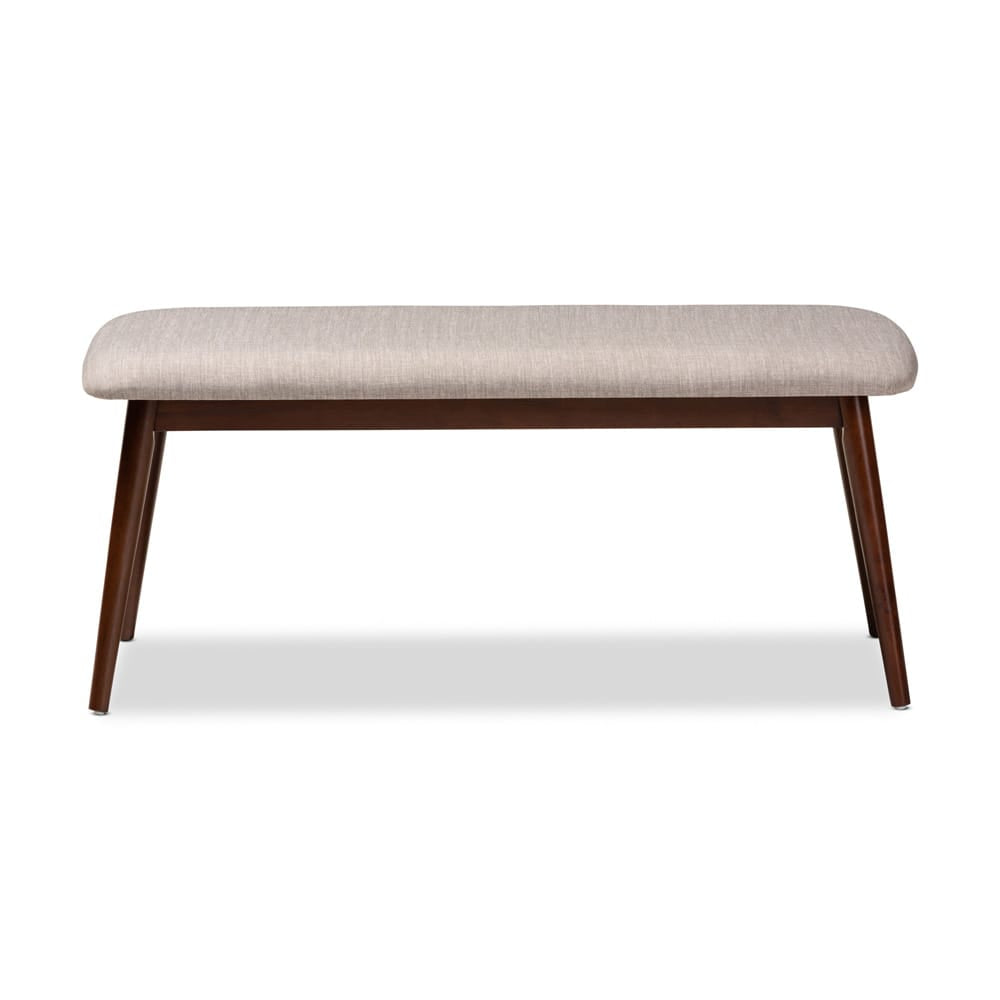 Baxton Studio - Flora Dining Bench in Light Gray - Flora-Light Grey/Walnut-Bench view 1