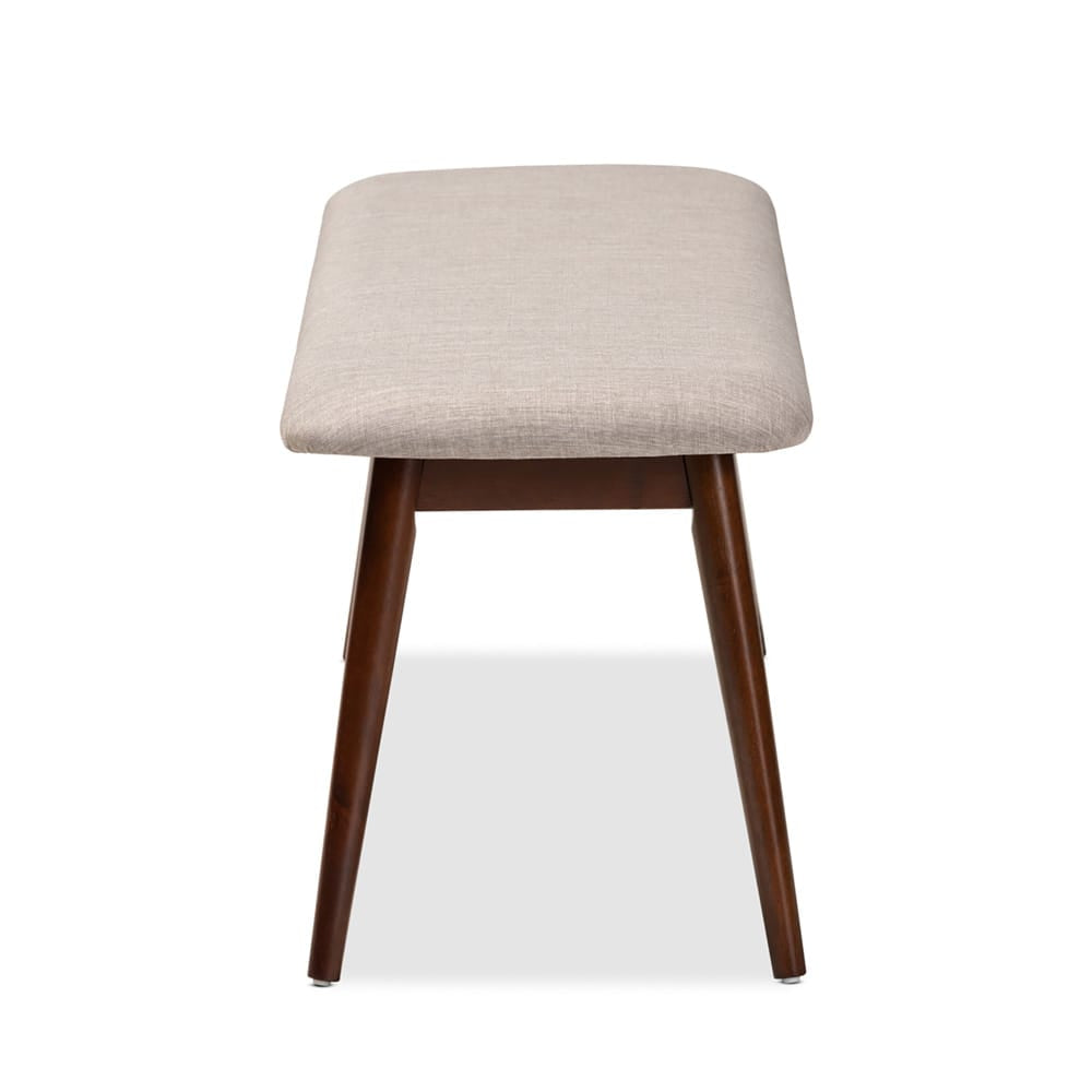 Baxton Studio - Flora Dining Bench in Light Gray - Flora-Light Grey/Walnut-Bench view 2