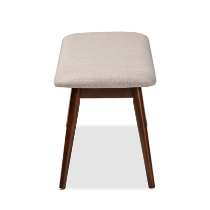 Baxton Studio - Flora Dining Bench in Light Gray - Flora-Light Grey/Walnut-Bench view 2