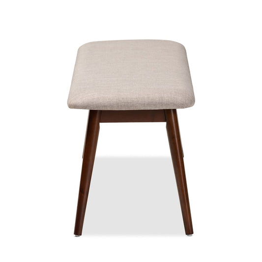 Baxton Studio - Flora Dining Bench in Light Gray - Flora-Light Grey/Walnut-Bench view 2