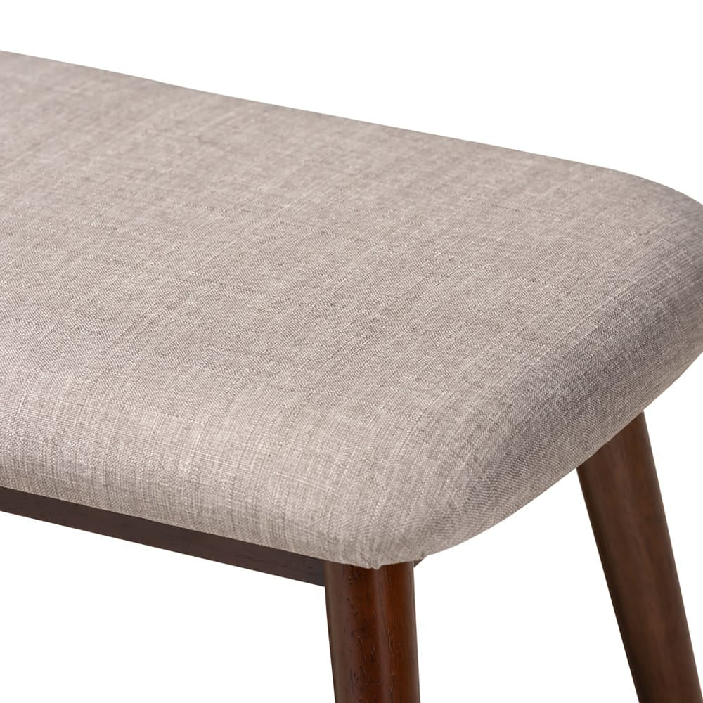 Baxton Studio - Flora Dining Bench in Light Gray - Flora-Light Grey/Walnut-Bench view 3