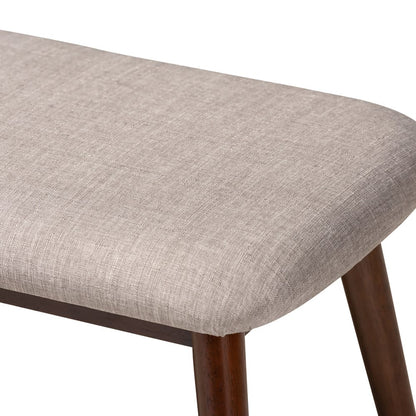 Baxton Studio - Flora Dining Bench in Light Gray - Flora-Light Grey/Walnut-Bench view 3