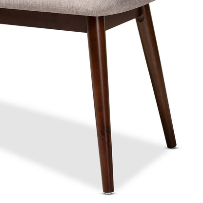 Baxton Studio - Flora Dining Bench in Light Gray - Flora-Light Grey/Walnut-Bench view 4