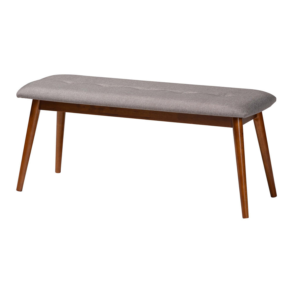 Baxton Studio - Flora Dining Bench in Light Gray - Flora2-Light Grey/Medium Oak-Bench view 1