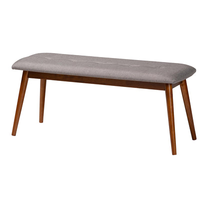 Baxton Studio - Flora Dining Bench in Light Gray - Flora2-Light Grey/Medium Oak-Bench view 1