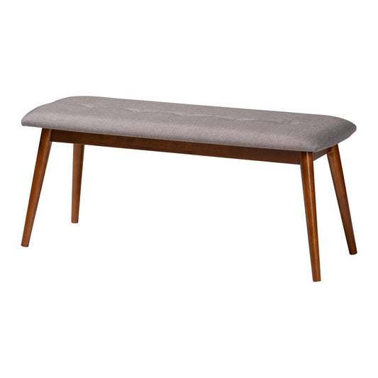 Baxton Studio - Flora Dining Bench in Light Gray - Flora2-Light Grey/Medium Oak-Bench view 1